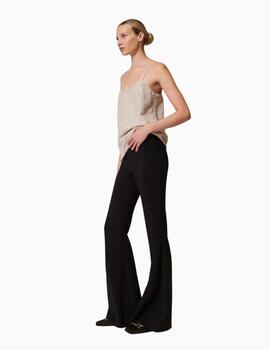 Pantalones TWINSET evasé de crepé fluido 