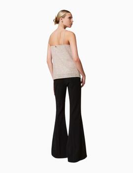 Pantalones TWINSET evasé de crepé fluido 