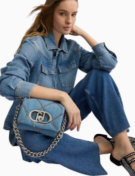 Bolso LUI JO LaPuffy de denim con cadenas  