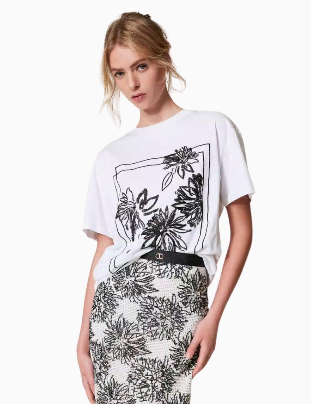 Camiseta TWINSET con bordado de lentejuelas 