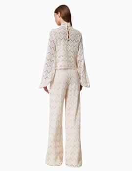 Pantalones TWINSET de encaje macramé 
