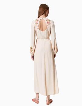 Vestido TWINSET largo con bordado floral 