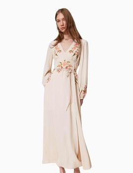 Vestido TWINSET largo con bordado floral 