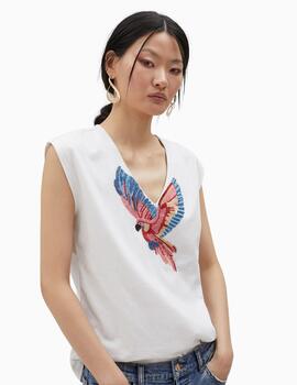 Camiseta LOLA CASADEMUNT BY MAITE pájaro pedrería 