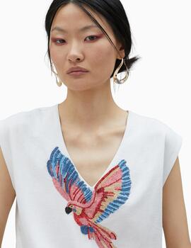 Camiseta LOLA CASADEMUNT BY MAITE pájaro pedrería 