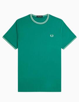 Camiseta FRED PERRRY con el ribete con dos franjas