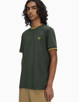 Camiseta FRED PERRY ribete con dos franjas 
