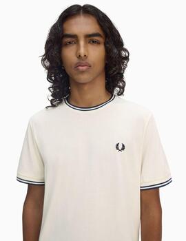 Camiseta FRED PERRY ribete con dos franjas 