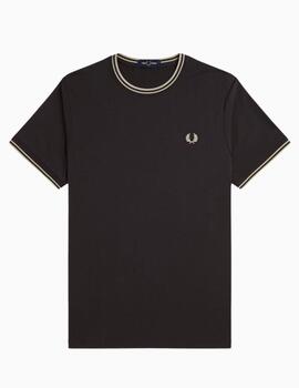 Camiseta FRED PERRY  ribete con dos franjas 