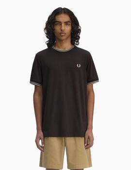Camiseta FRED PERRY  ribete con dos franjas 