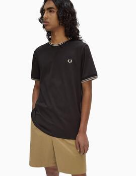 Camiseta FRED PERRY  ribete con dos franjas 