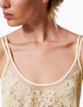 Top TWINSET de raso con bordado 