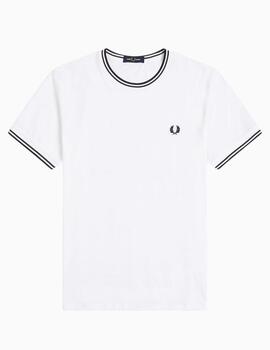 Camiseta FRED PERRY con ribete con dos franjas 