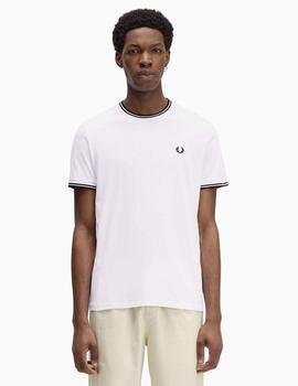 Camiseta FRED PERRY con ribete con dos franjas 