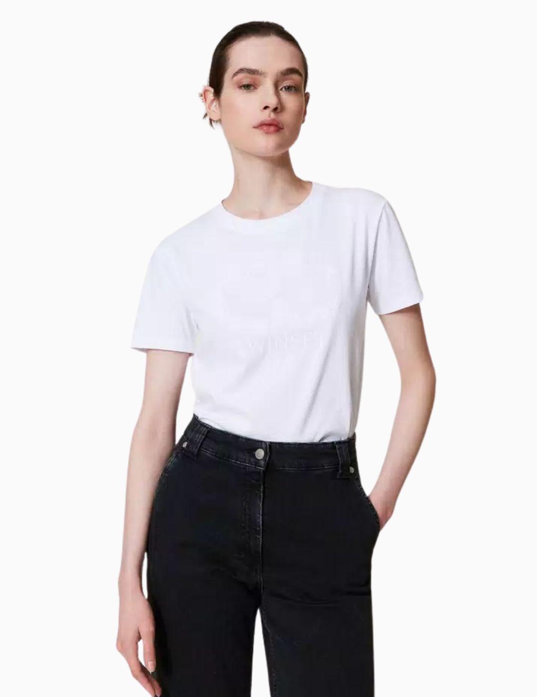 Camiseta TWINSET con bordado de logotipo Oval T 