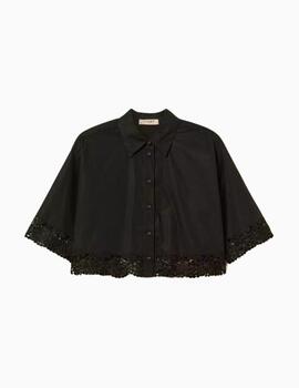 Camisa TWINSET cropped de popelina con encaje 