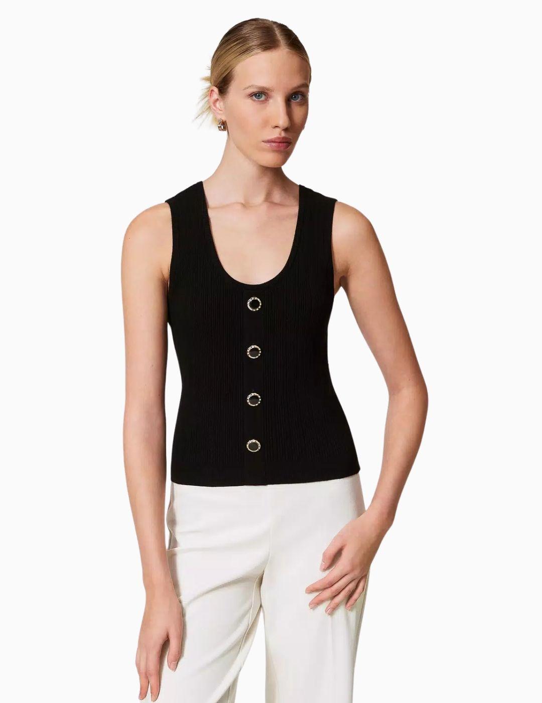 Top TWINSET de punto con botones decorativos 