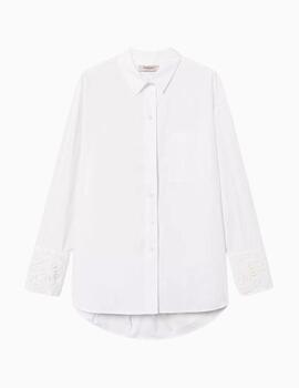 Camisa TWINSET oversize de popelina con encaje 
