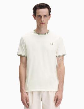 Camiseta FRED PERRY con el ribete con dos franjas 