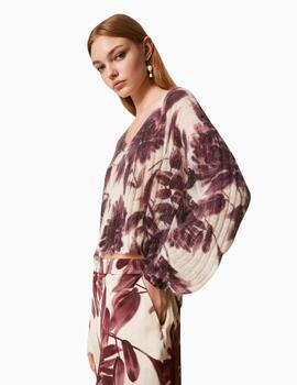 Jersey TWINSET de mezcla de mohair de flores 