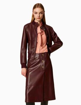 Falda TWINSET midi de efecto piel con botones 