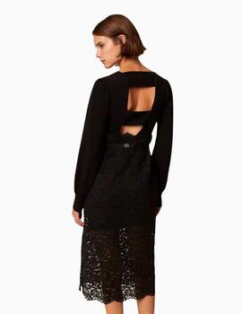Vestido TWINSET midi de punto y encaje 