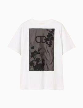 Camiseta TWINSET oversize con bordado floral 