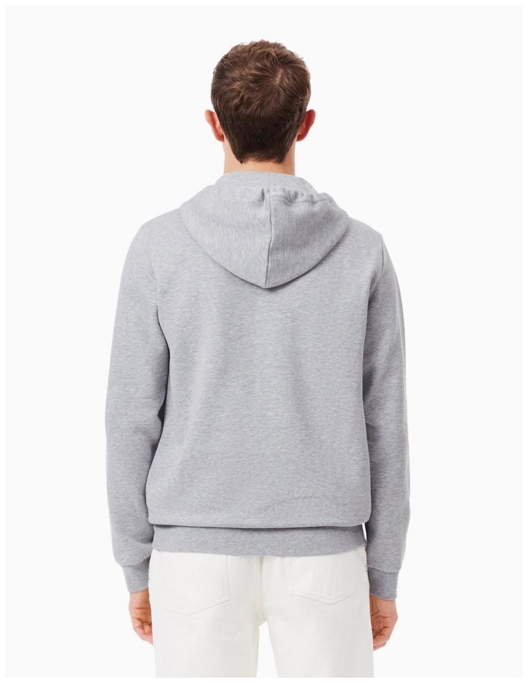 SUDADERA LACOSTE CAPUCHA Y CREMALLERA GRIS