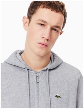 SUDADERA LACOSTE CAPUCHA Y CREMALLERA GRIS