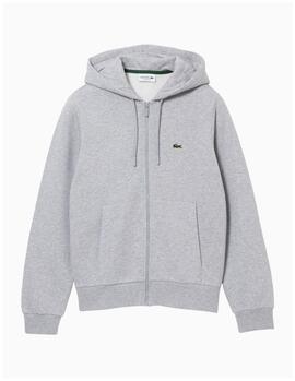 SUDADERA LACOSTE CAPUCHA Y CREMALLERA GRIS