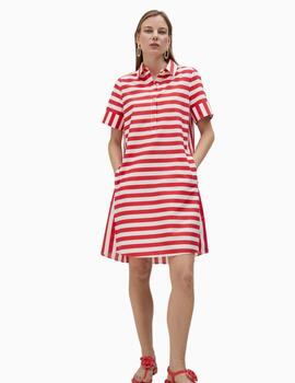 VESTIDO LOLA CASADEMUNT CORTO CON RAYAS ROJO