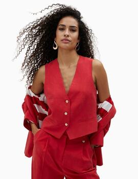 CHALECO LOLA CASADEMUNT TENCEL ROJO