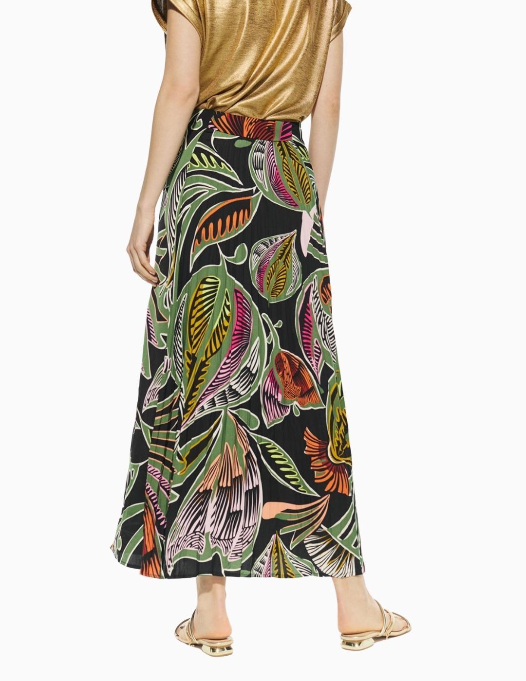 FALDA LOLA CASADEMUNT PLISADA ESTAMPADO TROPICAL
