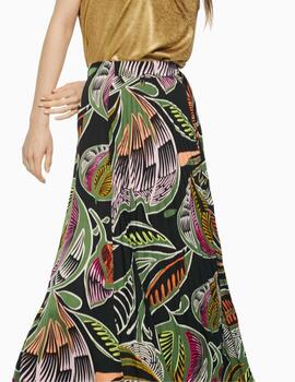 FALDA LOLA CASADEMUNT PLISADA ESTAMPADO TROPICAL