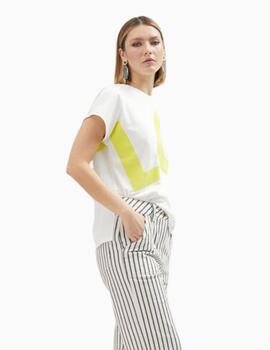 CAMISETA LOLA CASADEMUNT BLANCA LOVE AMARILLO