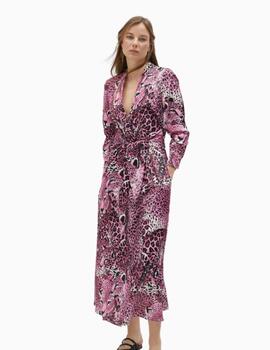 VESTIDO LOLA CASADEMUNT ANIMAL PRINT ROSA