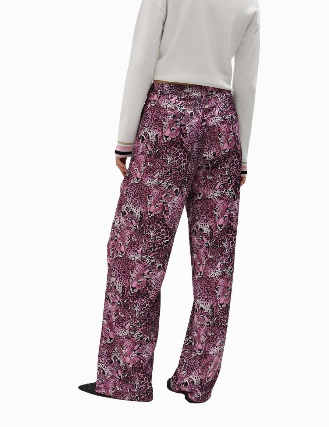 PANTALÓN LOLA CASADEMUNT RECTO ANIMAL PRINT ROSA