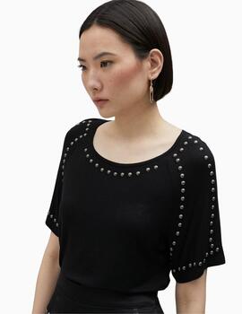 CAMISETA LOLA CASADEMUNT MANGA CORTA TACHAS NEGRAS