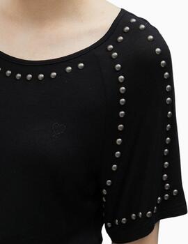CAMISETA LOLA CASADEMUNT MANGA CORTA TACHAS NEGRAS