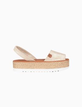 SANDALIAS POPA MENORQUINA PLATAFORMA ORO BOREAL