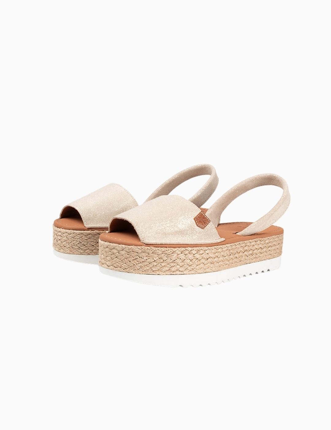 SANDALIAS POPA MENORQUINA PLATAFORMA ORO BOREAL