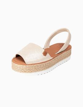 SANDALIAS POPA MENORQUINA PLATAFORMA ORO BOREAL