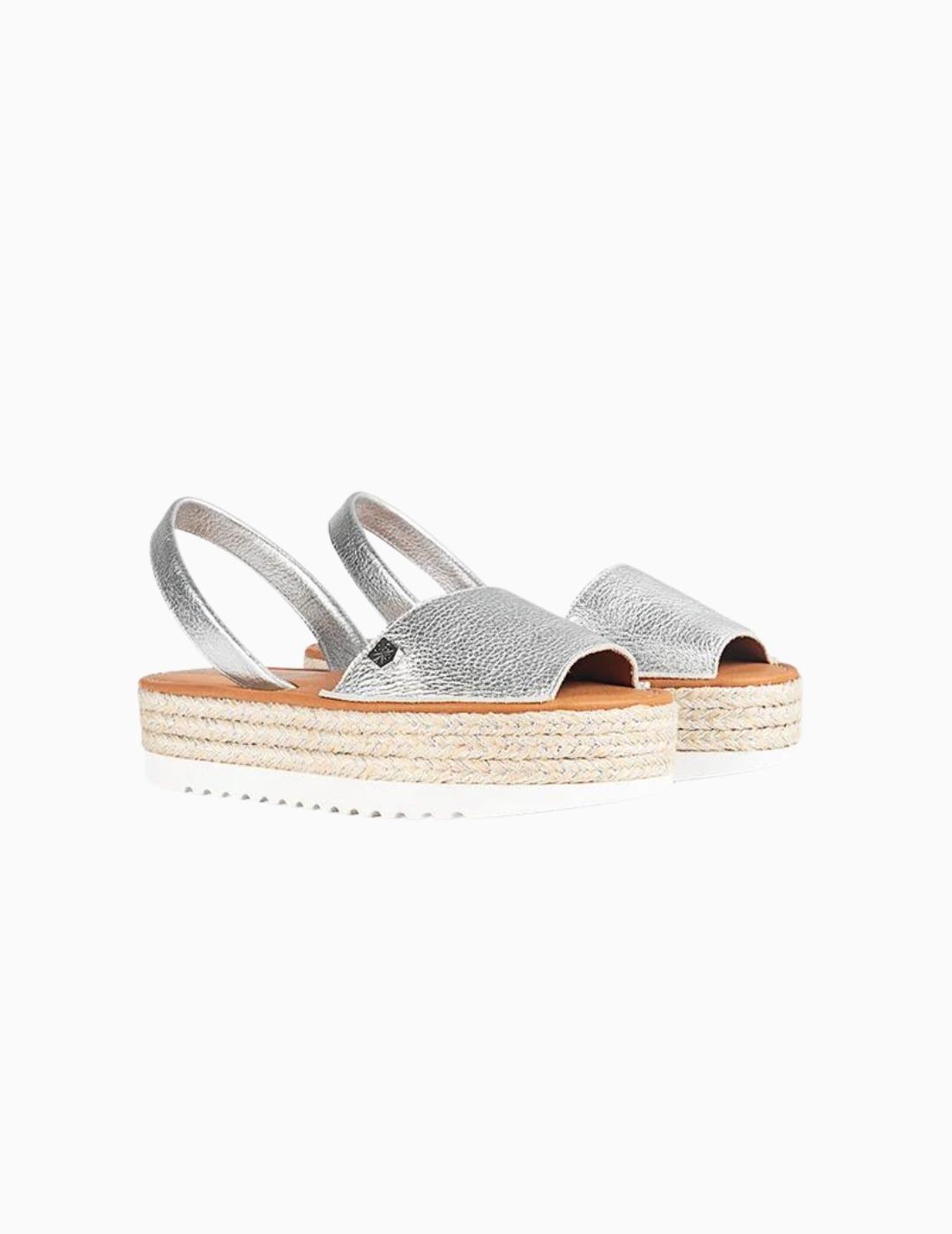 SANDALIAS POPA MENORQUINA PLATAFORMA SAONA PLATA