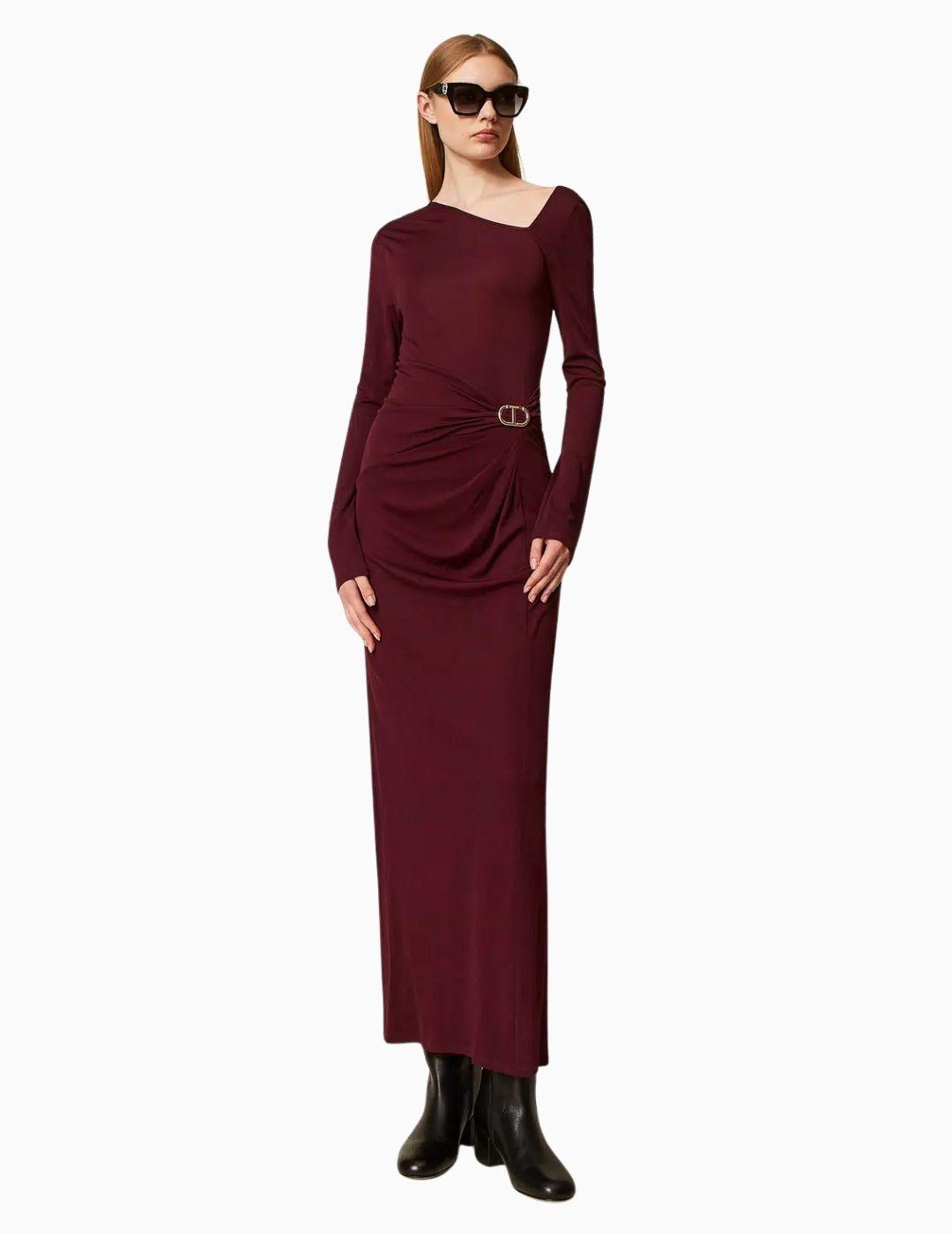 VESTIDO TWINSET MIDI CON DRAPEADO OVAL T