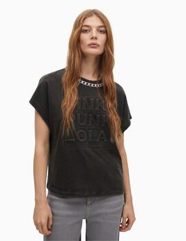 CAMISETA LOLA CSDM LAVADA DETALLE JOYA GRIS