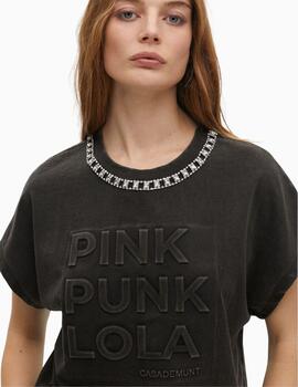 CAMISETA LOLA CSDM LAVADA DETALLE JOYA GRIS