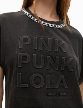CAMISETA LOLA CSDM LAVADA DETALLE JOYA GRIS
