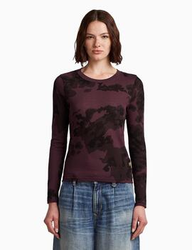 CAMISETA G-STAR ALLOVER PRINT SLIM GRANATE