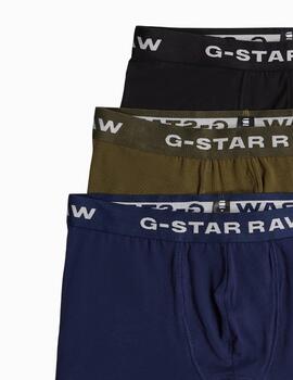 BÓXER G-STAR PACK DE 3 VERDE-AZUL-NEGRO