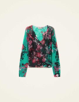 Jersey TwinSet negro flores fucsia